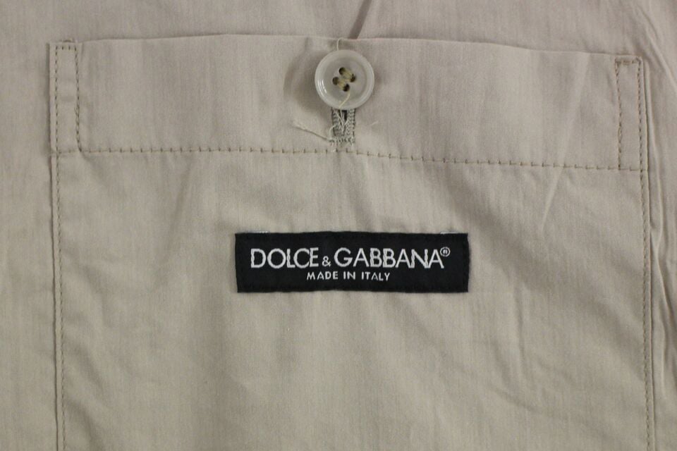 Dolce & Gabbana Beige Cotton Slim Fit Button Front Dress Vest Beige