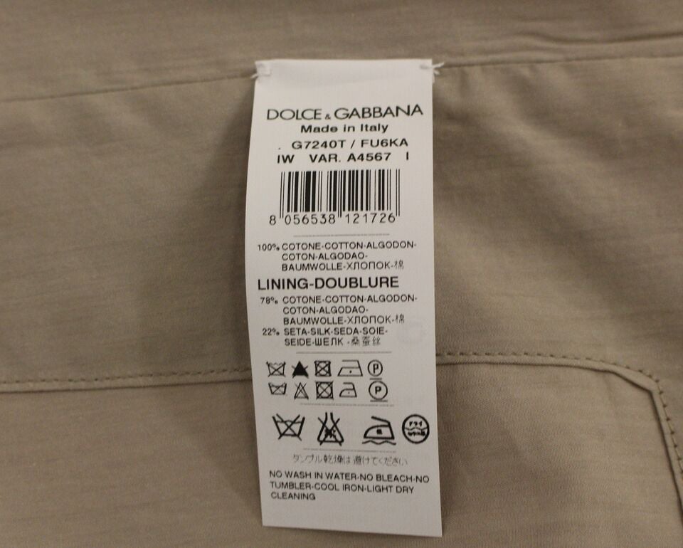 Dolce & Gabbana Beige Cotton Slim Fit Button Front Dress Vest Beige