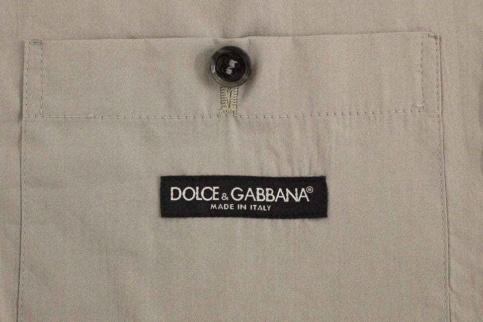 Dolce & Gabbana Gray Cotton Slim Fit Button Front Dress Vest Grijs