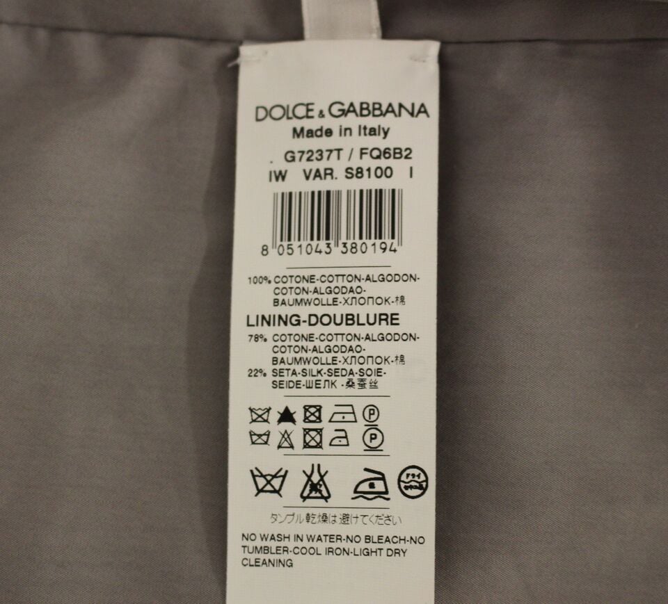 Dolce & Gabbana Gray Cotton Slim Fit Button Front Dress Vest Grijs