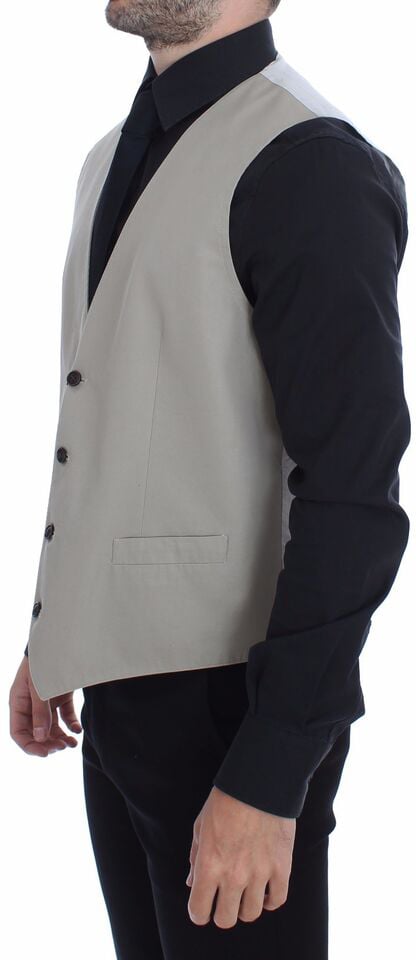 Dolce & Gabbana Beige Cotton Silk Blend Dress Vest Blazer Beige