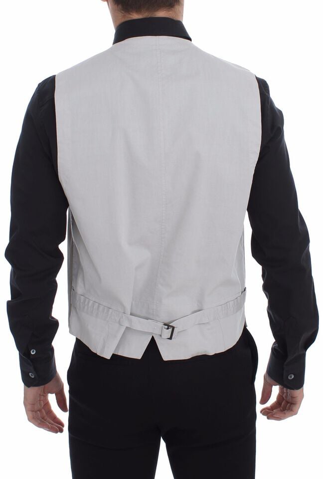 Dolce & Gabbana Beige Cotton Silk Blend Dress Vest Blazer Beige