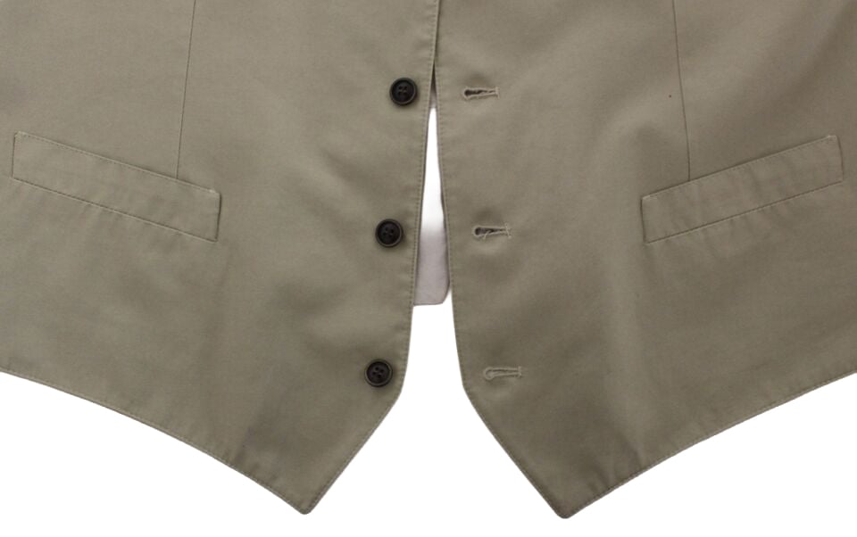 Dolce & Gabbana Beige Cotton Silk Blend Dress Vest Blazer Beige