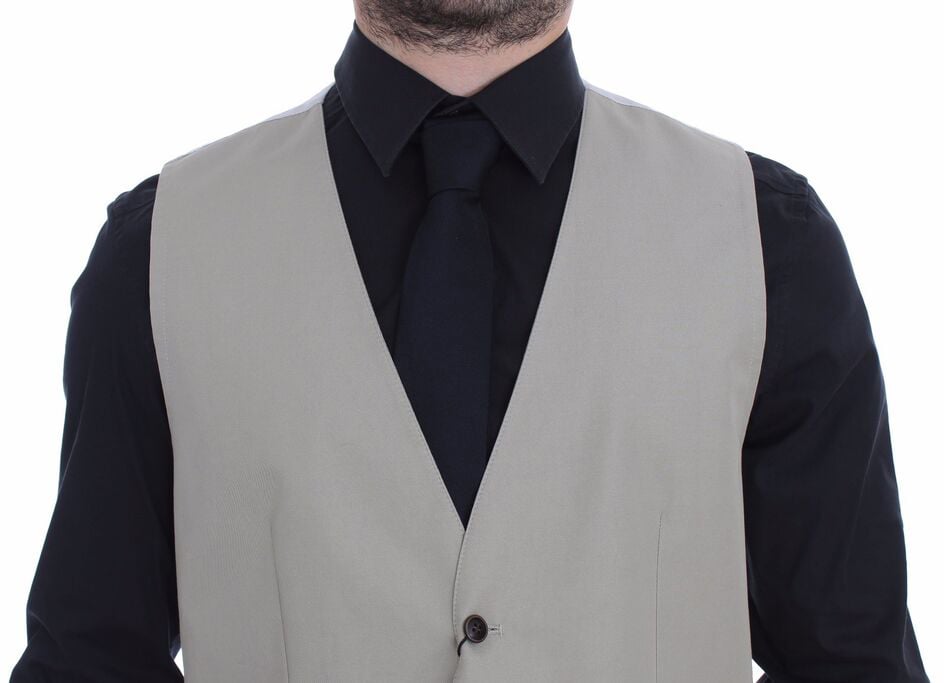Dolce & Gabbana Beige Cotton Silk Blend Dress Vest Blazer Beige