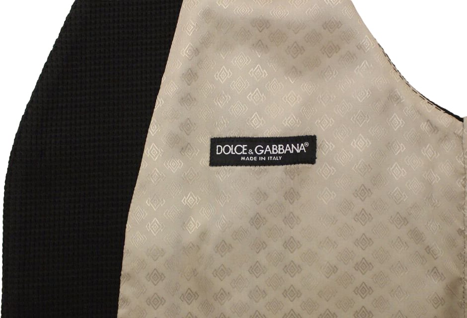 Dolce & Gabbana Black Cotton Dress Vest Blazer Jacket Zwart