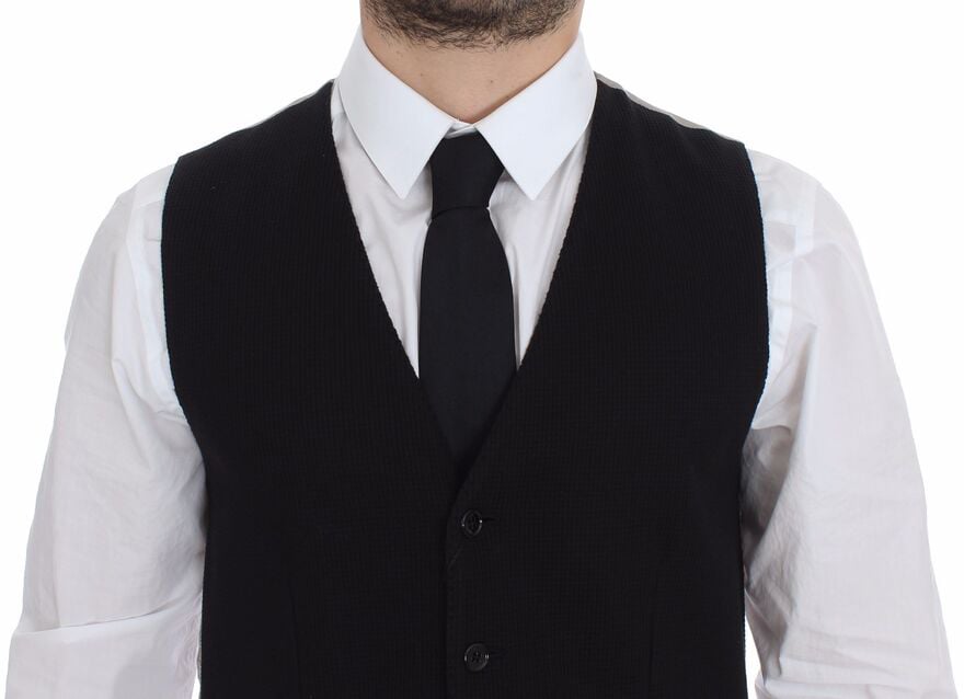 Dolce & Gabbana Black Cotton Dress Vest Blazer Jacket Zwart