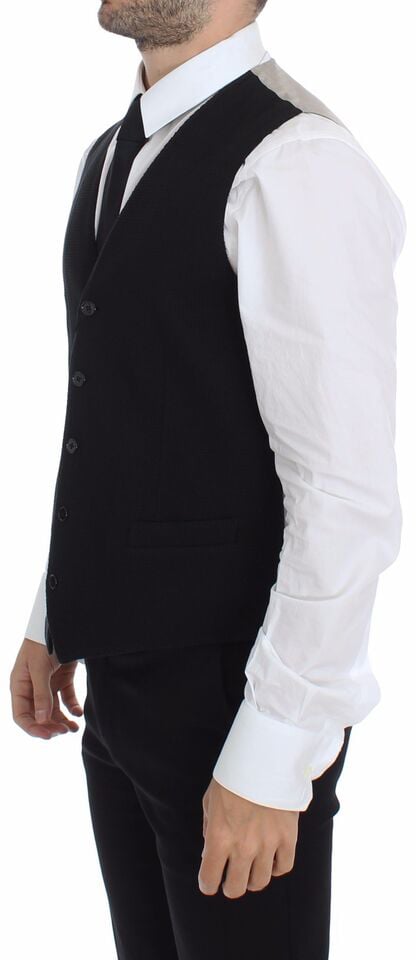 Dolce & Gabbana Black Cotton Dress Vest Blazer Jacket Zwart