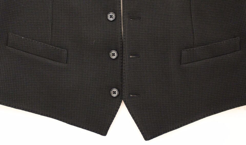 Dolce & Gabbana Black Cotton Dress Vest Blazer Jacket Zwart