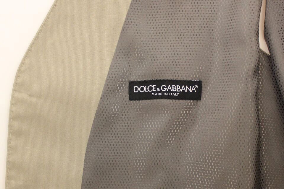 Dolce & Gabbana Beige Cotton Dress Vest Blazer Jacket Beige