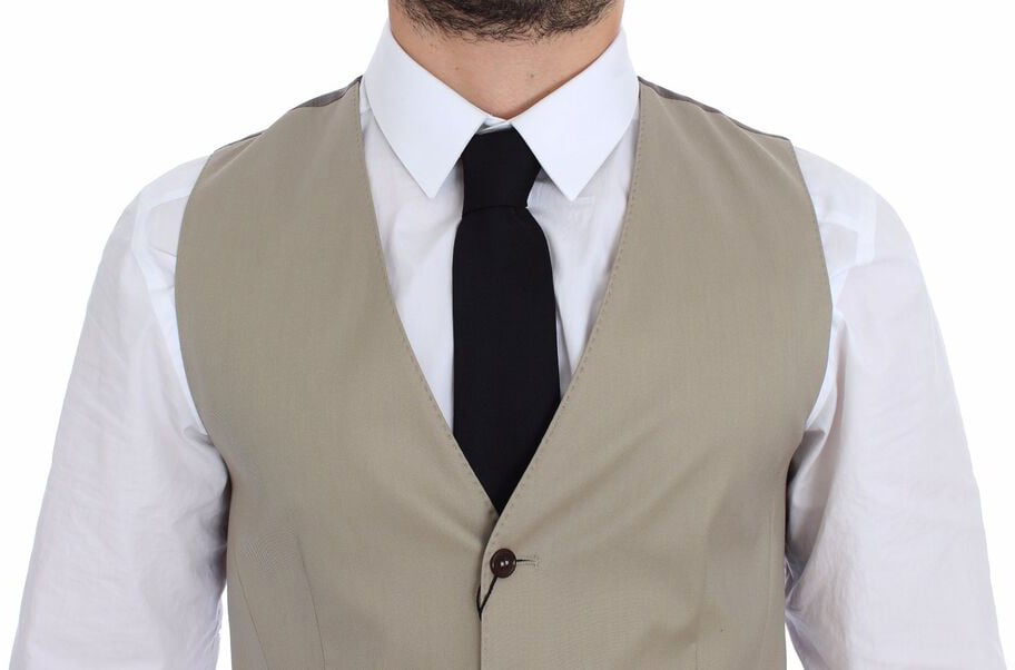 Dolce & Gabbana Beige Cotton Dress Vest Blazer Jacket Beige