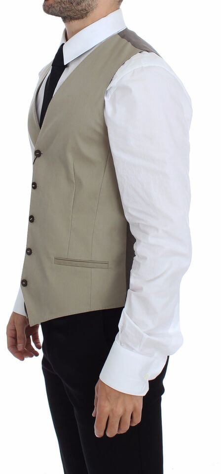 Dolce & Gabbana Beige Cotton Dress Vest Blazer Jacket Beige