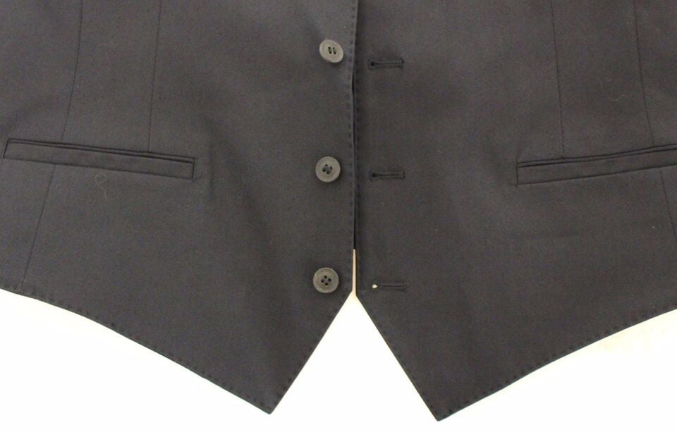 Dolce & Gabbana Blue Cotton Stretch Dress Vest Blazer Blauw
