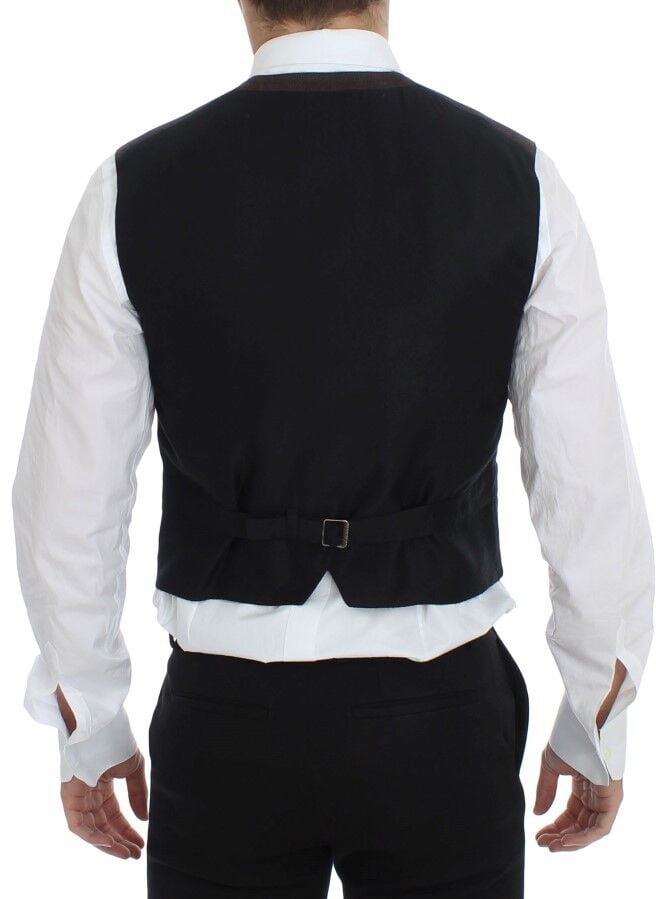 Dolce & Gabbana Brown Cotton Blend Dress Vest Gilet Bruin