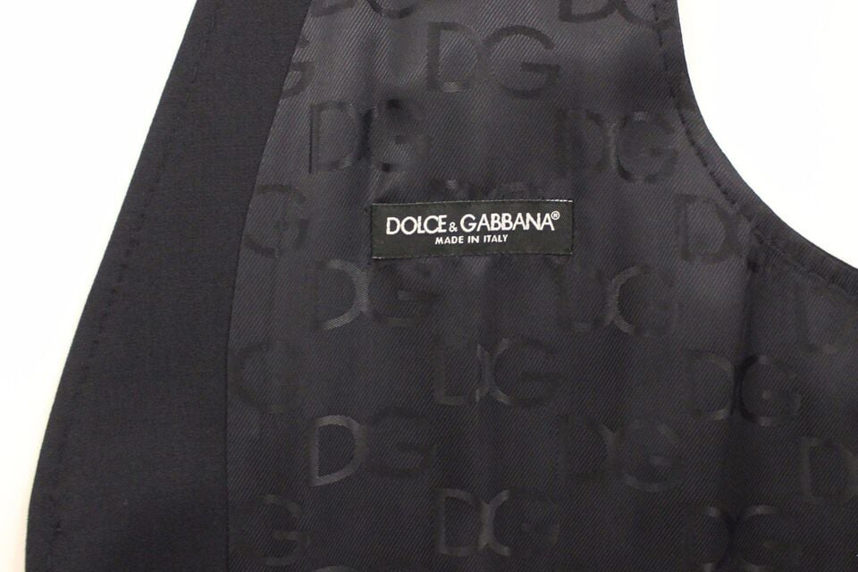 Dolce & Gabbana Blue Cotton Stretch Dress Vest Blazer Blauw