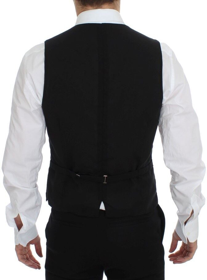 Dolce & Gabbana Black Wool Formal Dress Vest Gilet Jacket Zwart