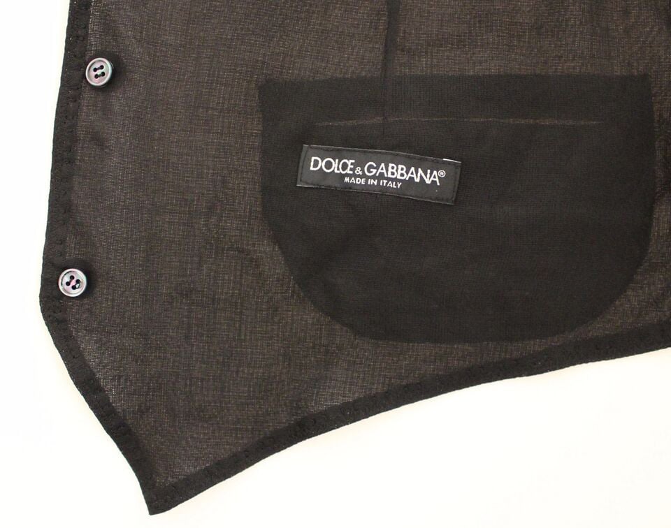Dolce & Gabbana Black Wool Formal Dress Vest Gilet Jacket Zwart