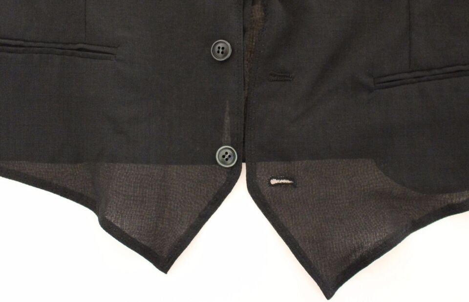 Dolce & Gabbana Black Wool Formal Dress Vest Gilet Jacket Zwart