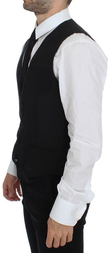 Dolce & Gabbana Black Wool Formal Dress Vest Gilet Jacket Zwart