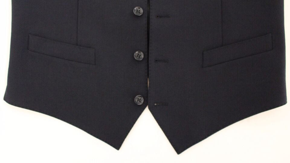 Dolce & Gabbana Blue Wool Formal Dress Vest Gilet Blauw