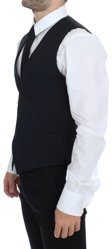 Dolce & Gabbana Blue Wool Formal Dress Vest Gilet Blauw