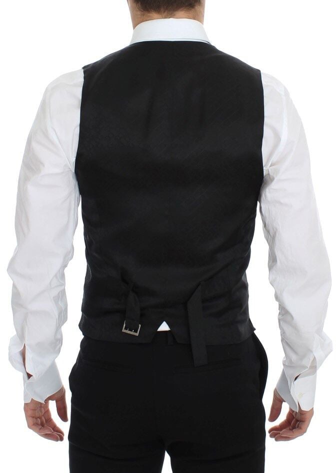 Dolce & Gabbana Blue Wool Formal Dress Vest Gilet Blauw