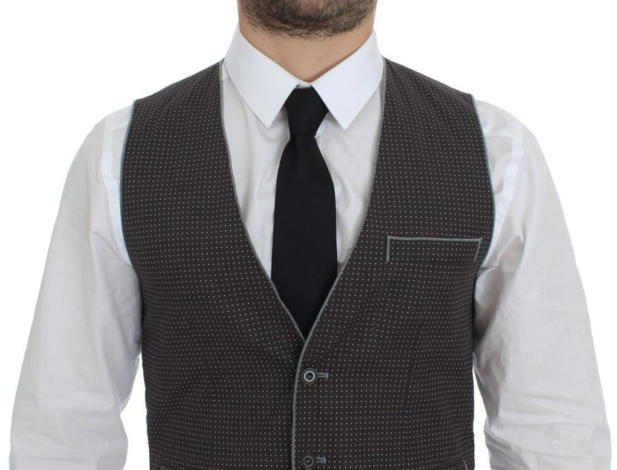 Dolce & Gabbana Gray Polka Dot Dress Vest Gilet Weste Grijs