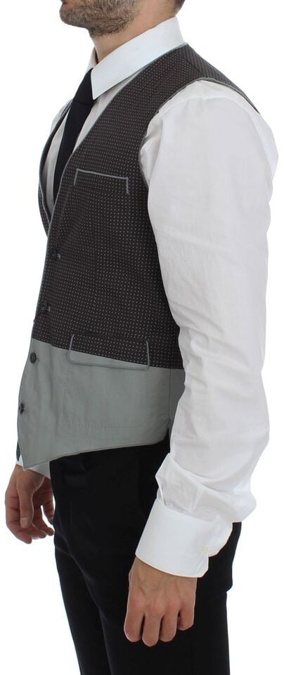 Dolce & Gabbana Gray Polka Dot Dress Vest Gilet Weste Grijs