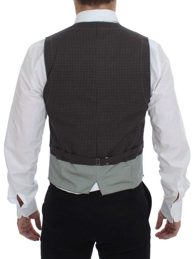 Dolce & Gabbana Gray Polka Dot Dress Vest Gilet Weste Grijs