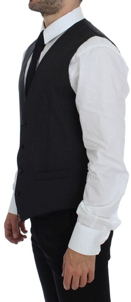 Dolce & Gabbana Gray Wool Formal Dress Vest Gilet Weste Grijs