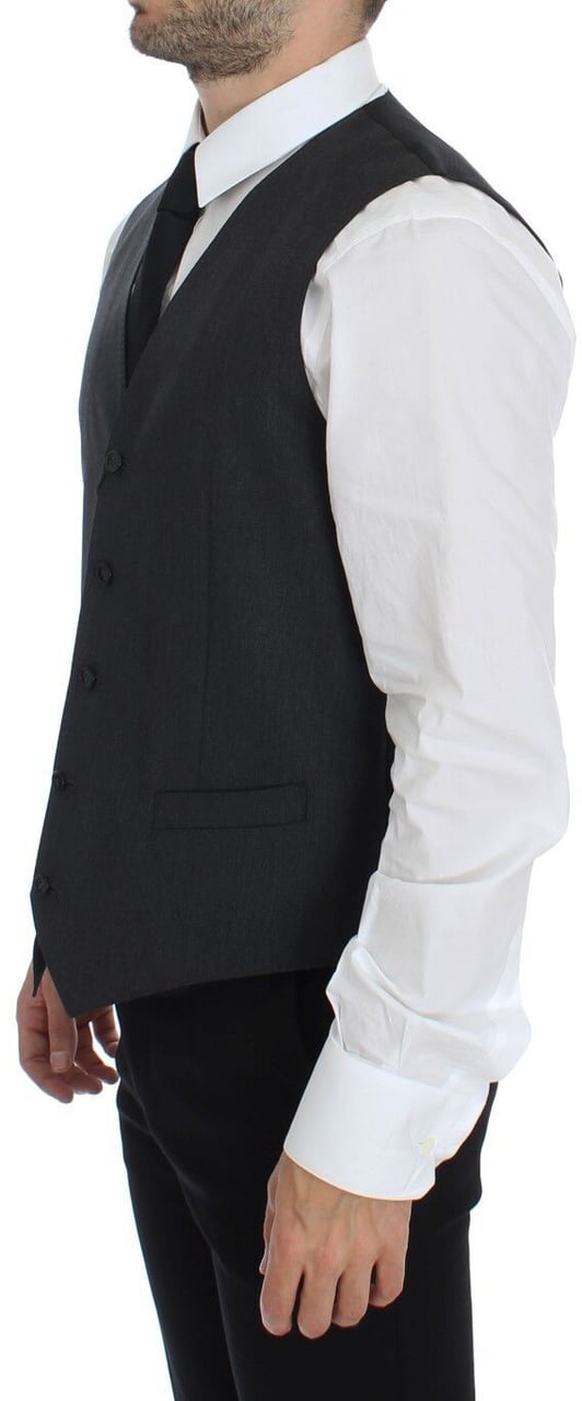 Dolce & Gabbana Gray Wool Formal Dress Vest Gilet Weste Grijs