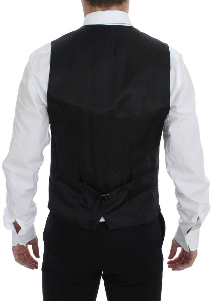 Dolce & Gabbana Black Wool Formal Dress Vest Gilet Weste Zwart