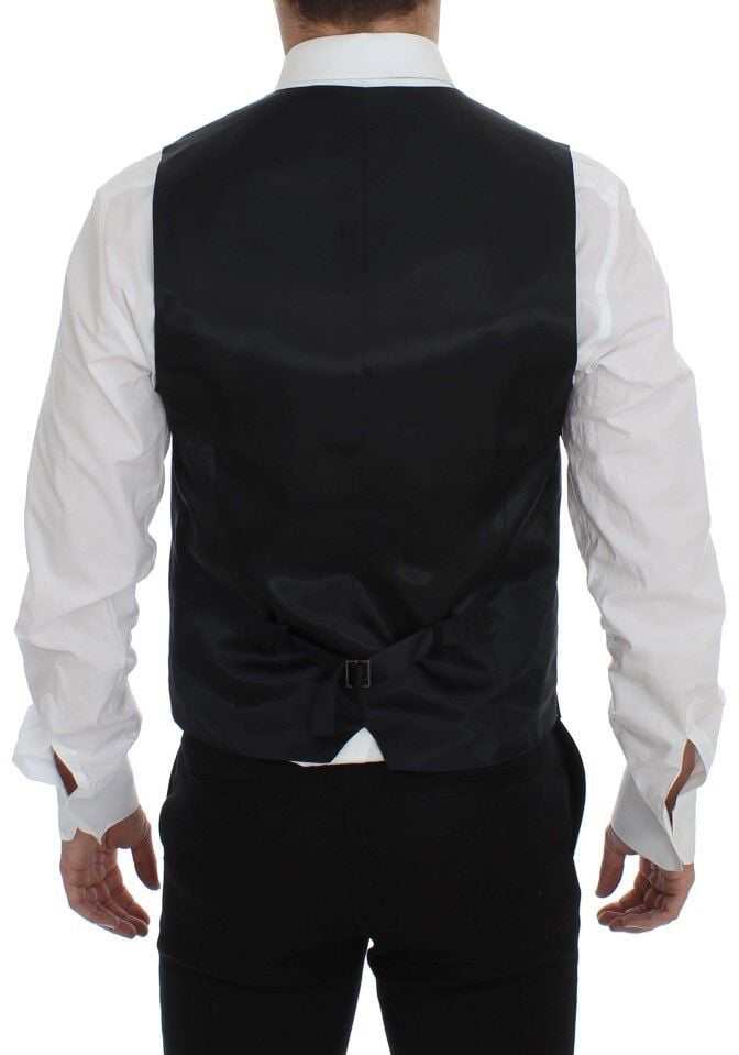Dolce & Gabbana Gray Wool Silk Dress Vest Gilet Weste Grijs