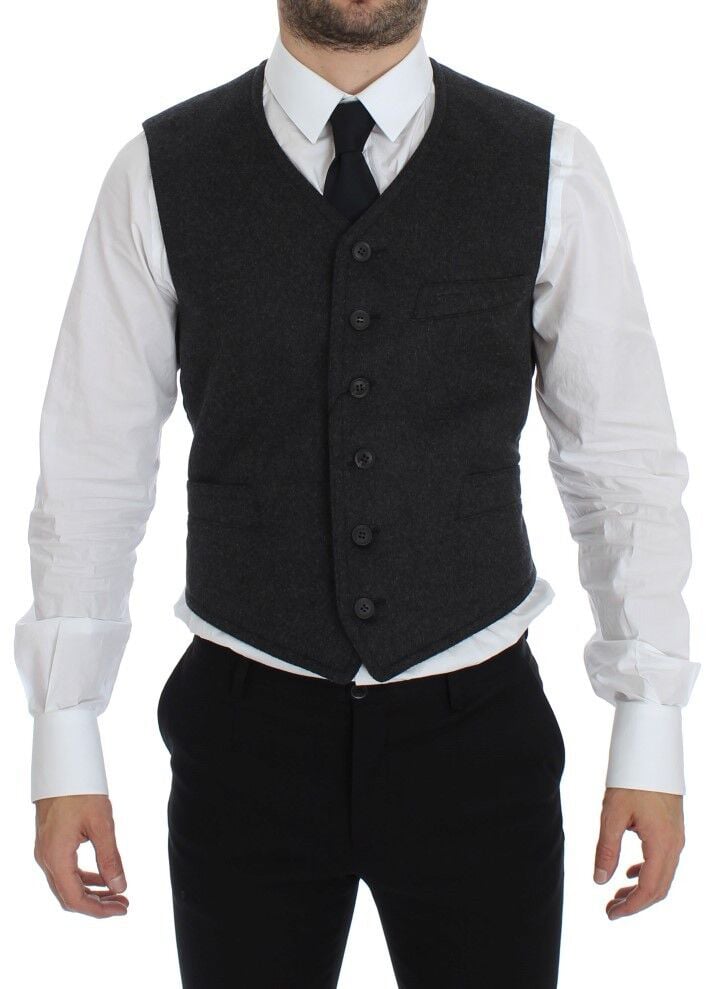 Dolce & Gabbana Gray Wool Blend Vest Gilet Weste Grijs
