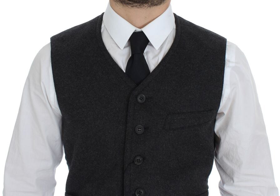 Dolce & Gabbana Gray Wool Blend Vest Gilet Weste Grijs