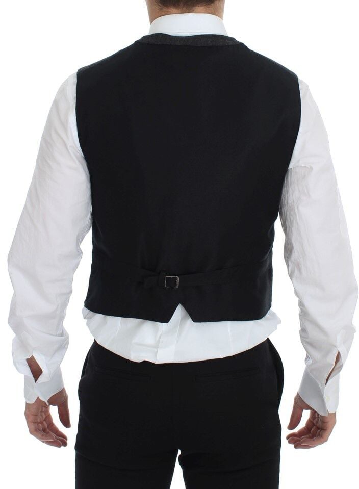 Dolce & Gabbana Gray Wool Blend Logo Vest Gilet Weste Grijs
