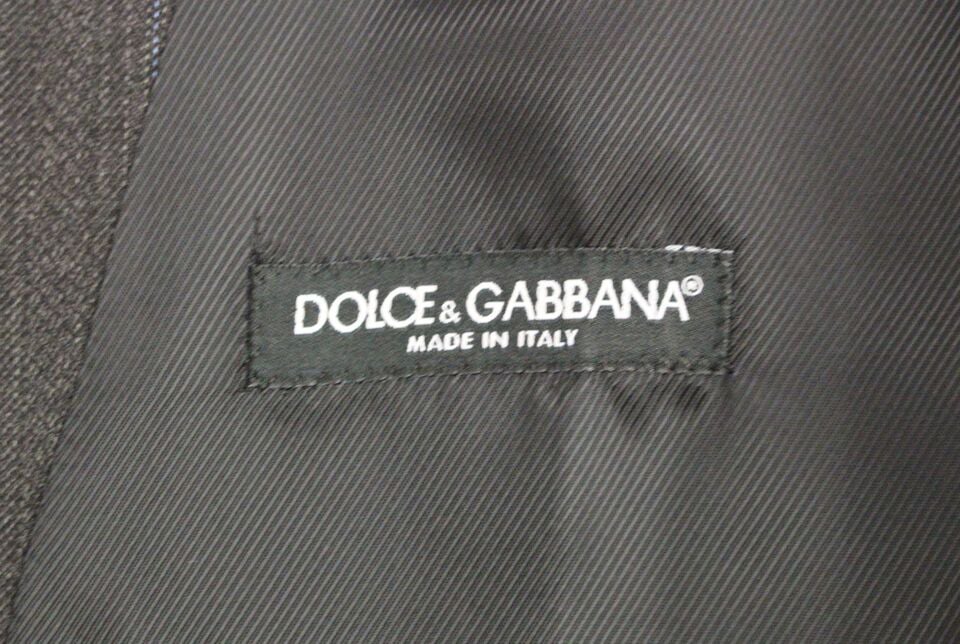 Dolce & Gabbana Gray Striped Wool Logo Vest Gilet Weste Grijs