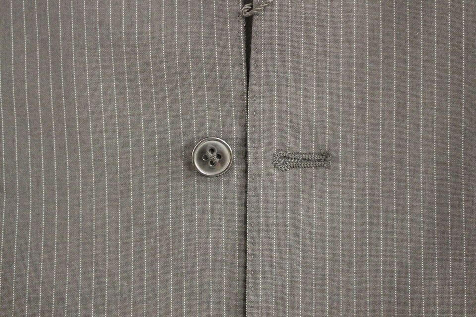 Dolce & Gabbana Black Striped Wool Single Breasted Vest Zwart