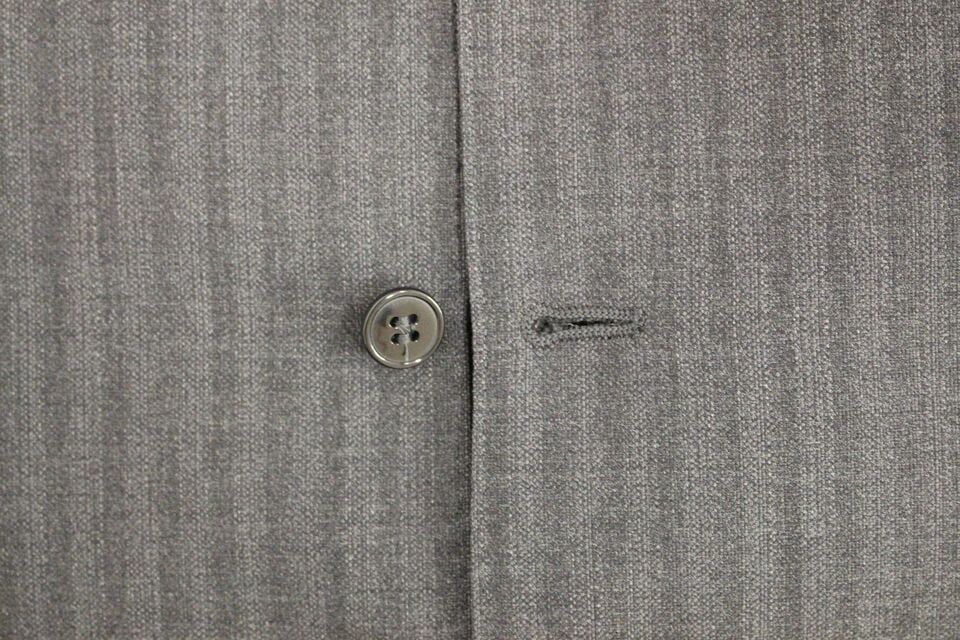 Dolce & Gabbana Gray Striped Wool Single Breasted Vest Grijs