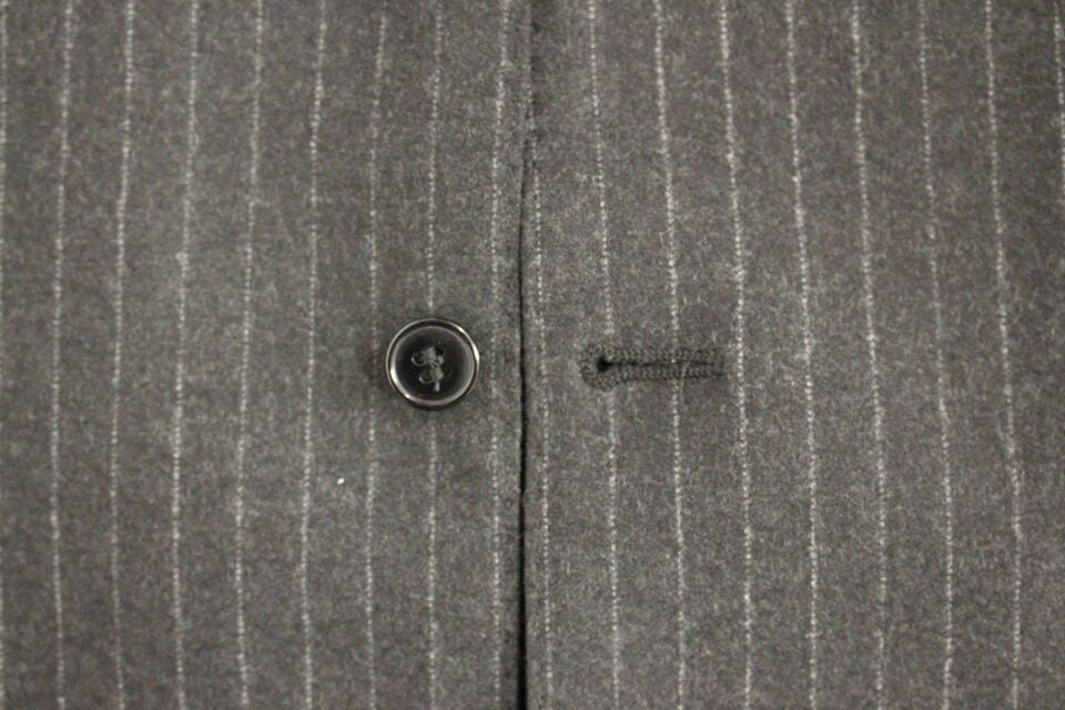 Dolce & Gabbana Gray Striped Wool Logo Vest Gilet Vests Grijs