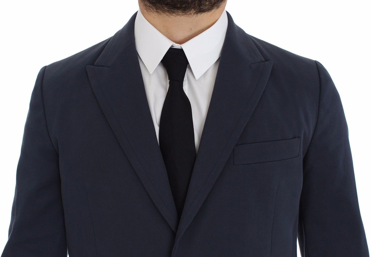 Dolce & Gabbana Blue Cotton Stretch Casual Blazer Blauw
