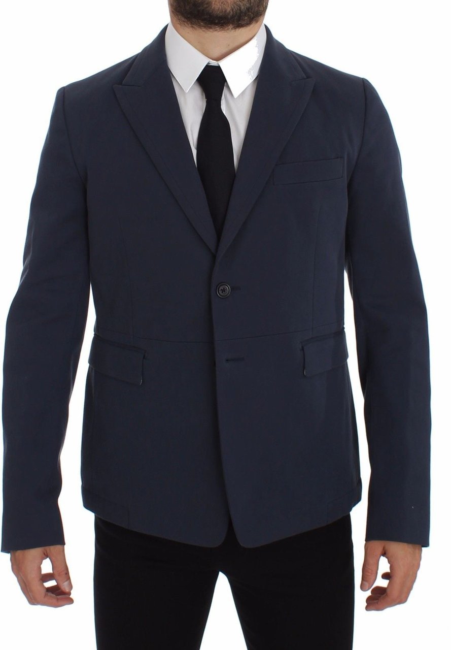 Dolce & Gabbana Blue Cotton Stretch Casual Blazer Blauw