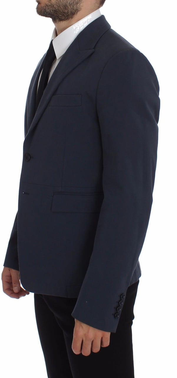 Dolce & Gabbana Blue Cotton Stretch Casual Blazer Blauw
