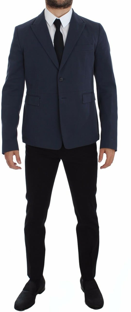 Dolce & Gabbana Blue Cotton Stretch Casual Blazer Blauw