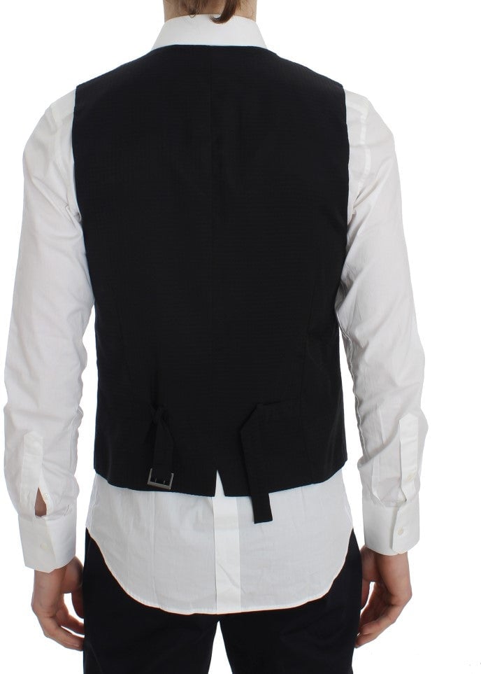 Dolce & Gabbana Gray Striped Formal Vest Grijs