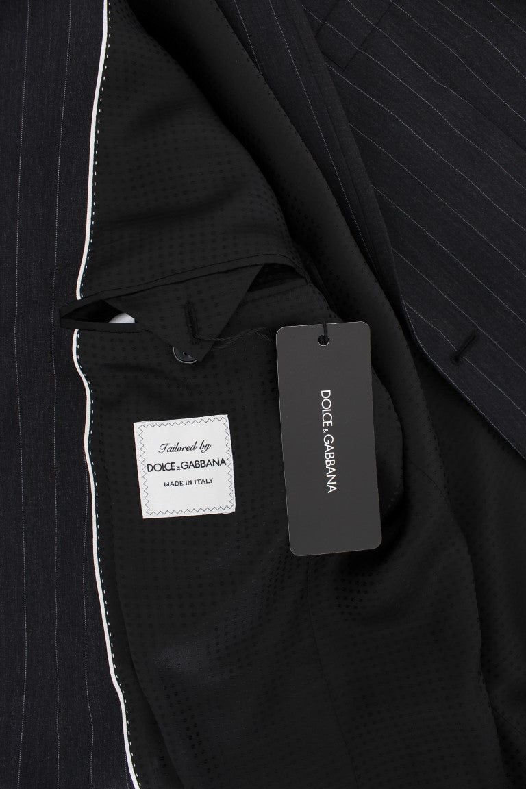 Dolce & Gabbana Gray Striped Slim Fit Wool Blazer Grijs