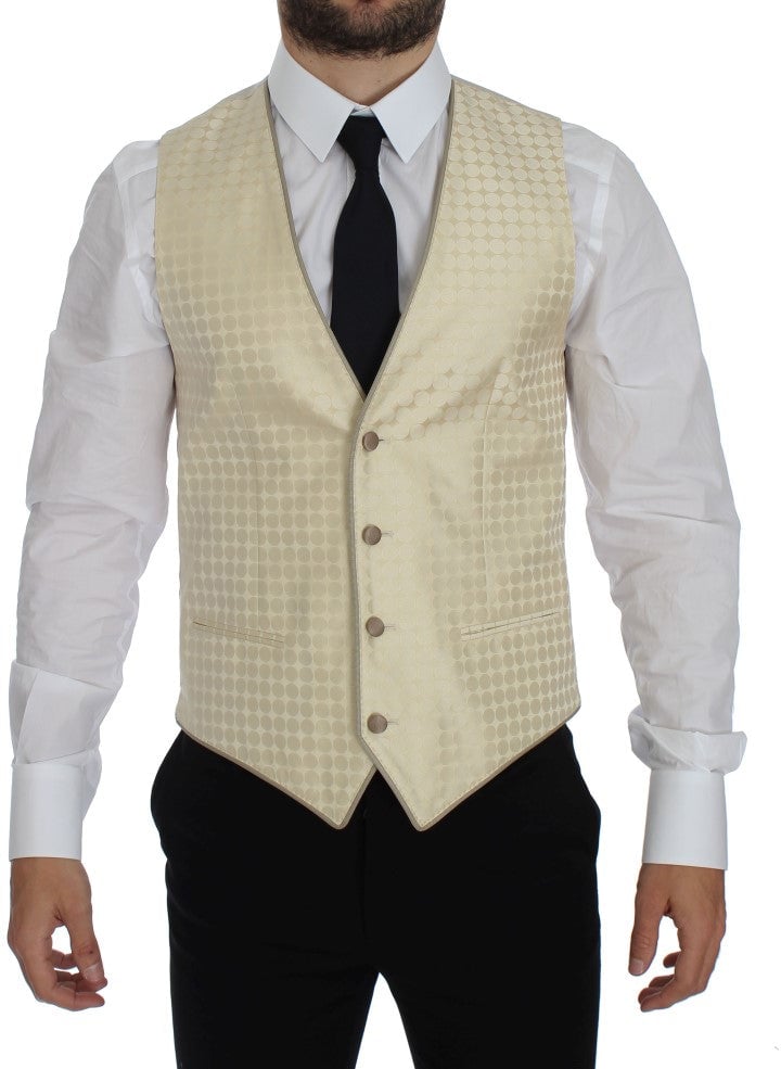 Dolce & Gabbana Beige Polka Dot Silk 2 Piece Blazer Beige