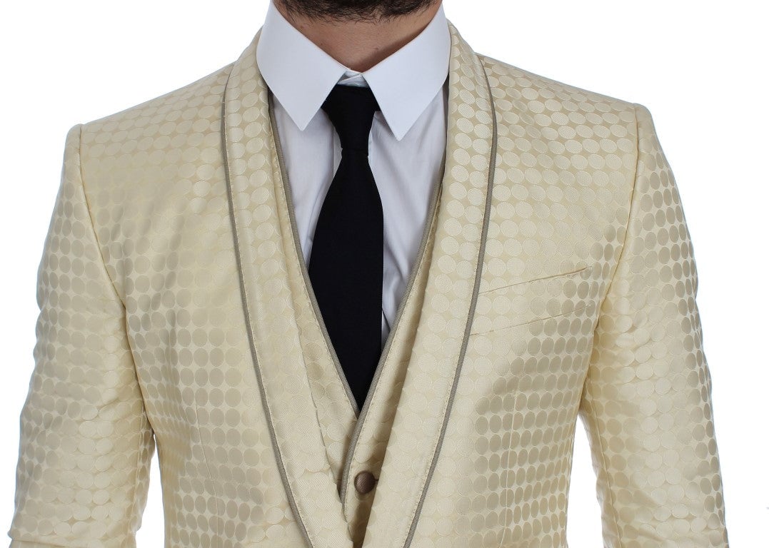 Dolce & Gabbana Beige Polka Dot Silk 2 Piece Blazer Beige