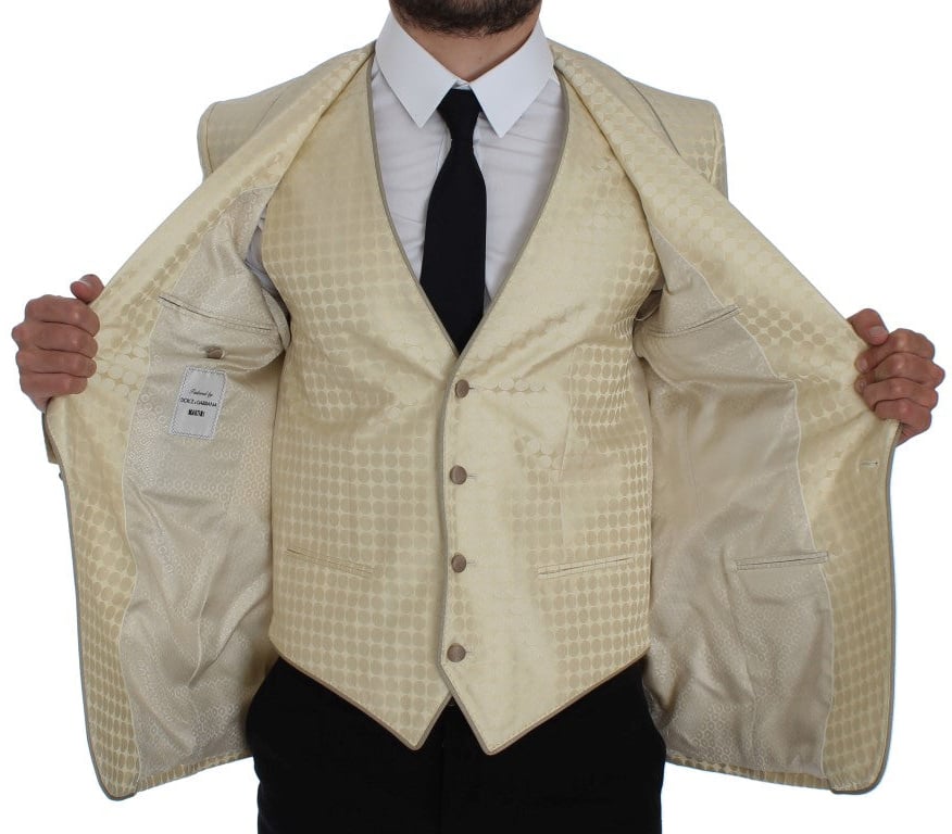 Dolce & Gabbana Beige Polka Dot Silk 2 Piece Blazer Beige