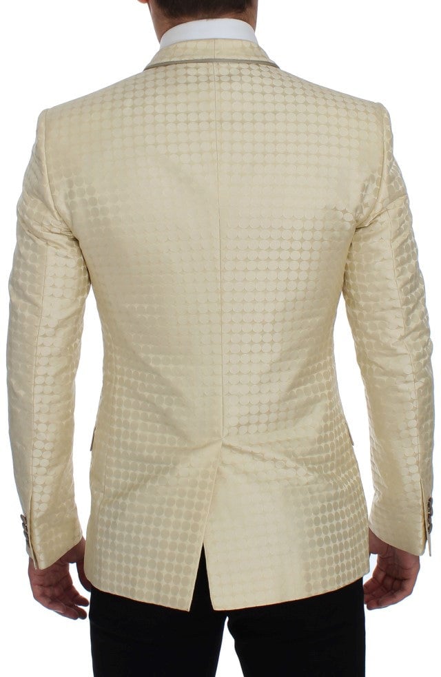 Dolce & Gabbana Beige Polka Dot Silk 2 Piece Blazer Beige