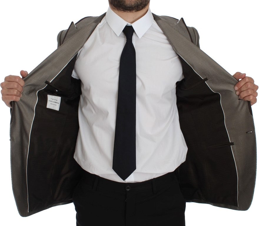 Dolce & Gabbana Brown Slim Fit Silk Two Button Blazer Bruin